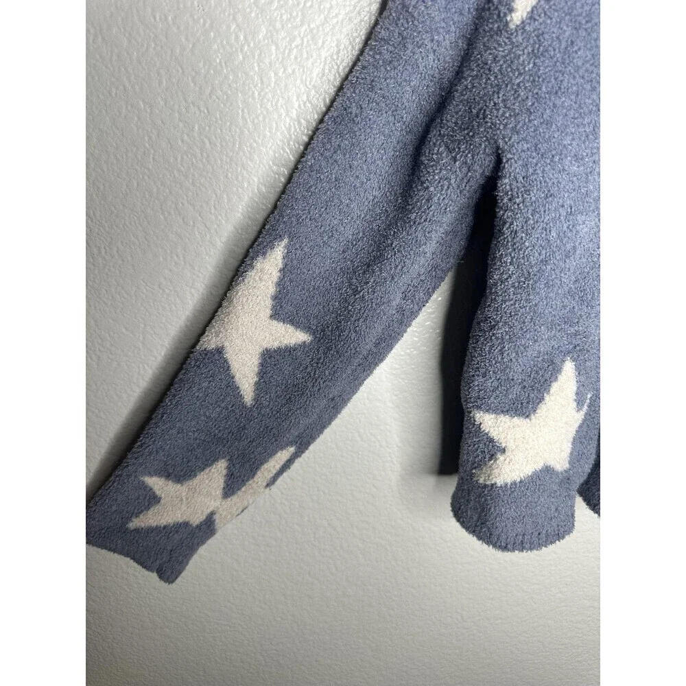 Sincerely Jules Sweater Womens Medium Blue White Star Print Fuzzy Knit Pullover - Picture 5 of 6